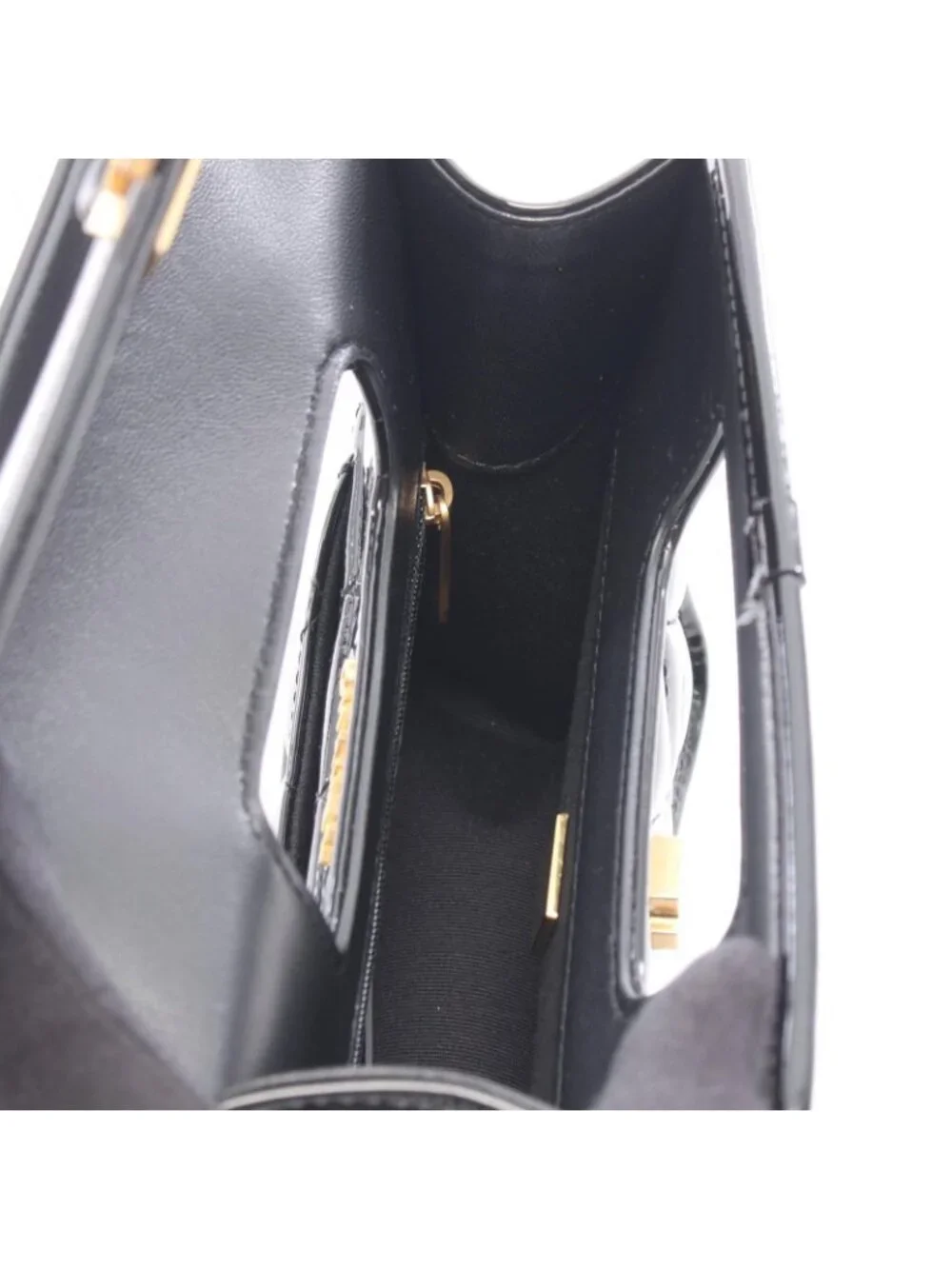 Chanel Shoulder Bag Quilted Top Handle Mini Flap Black Patent Leather